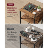 Neu Nachttisch mit Steckdose Vintagebraun-Schwarz