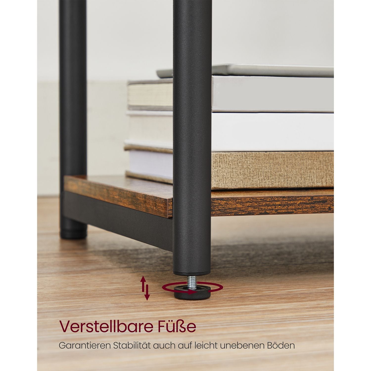 Neu Nachttisch mit Steckdose Vintagebraun-Schwarz