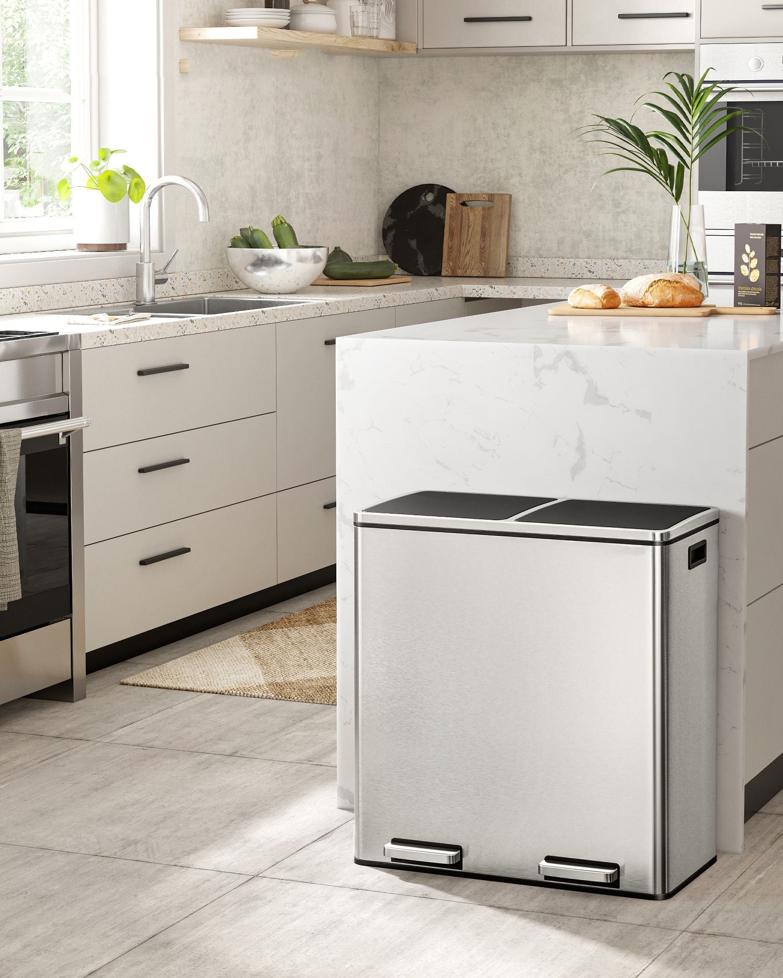 Neu Mülleimer Silbern-Schwarz