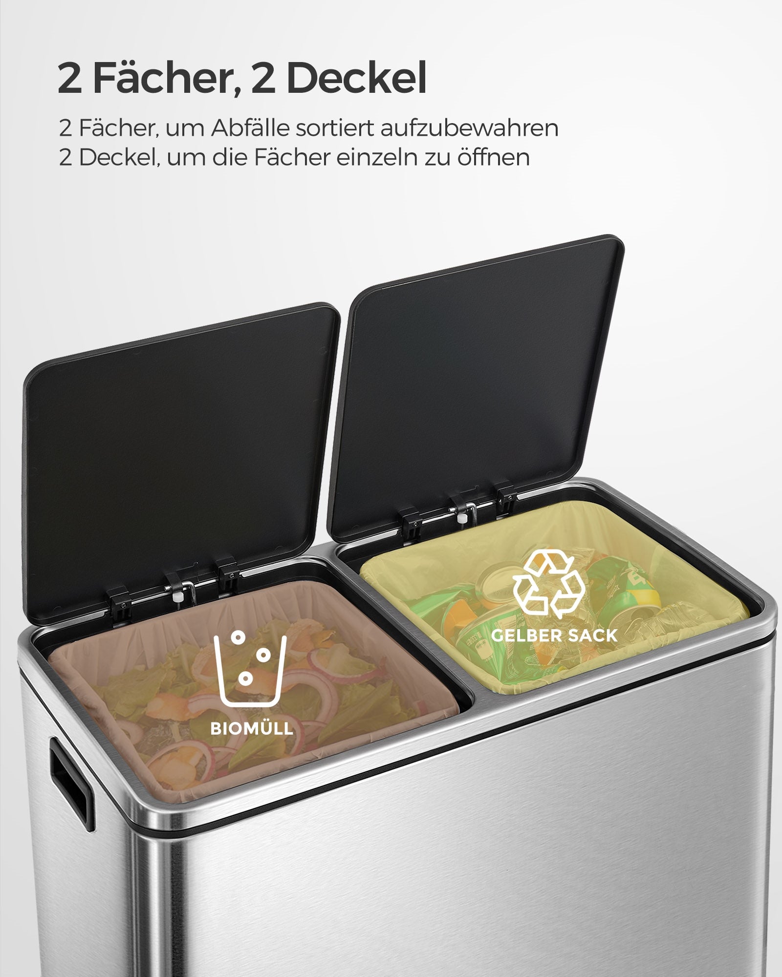 Neu Mülleimer Silbern-Schwarz