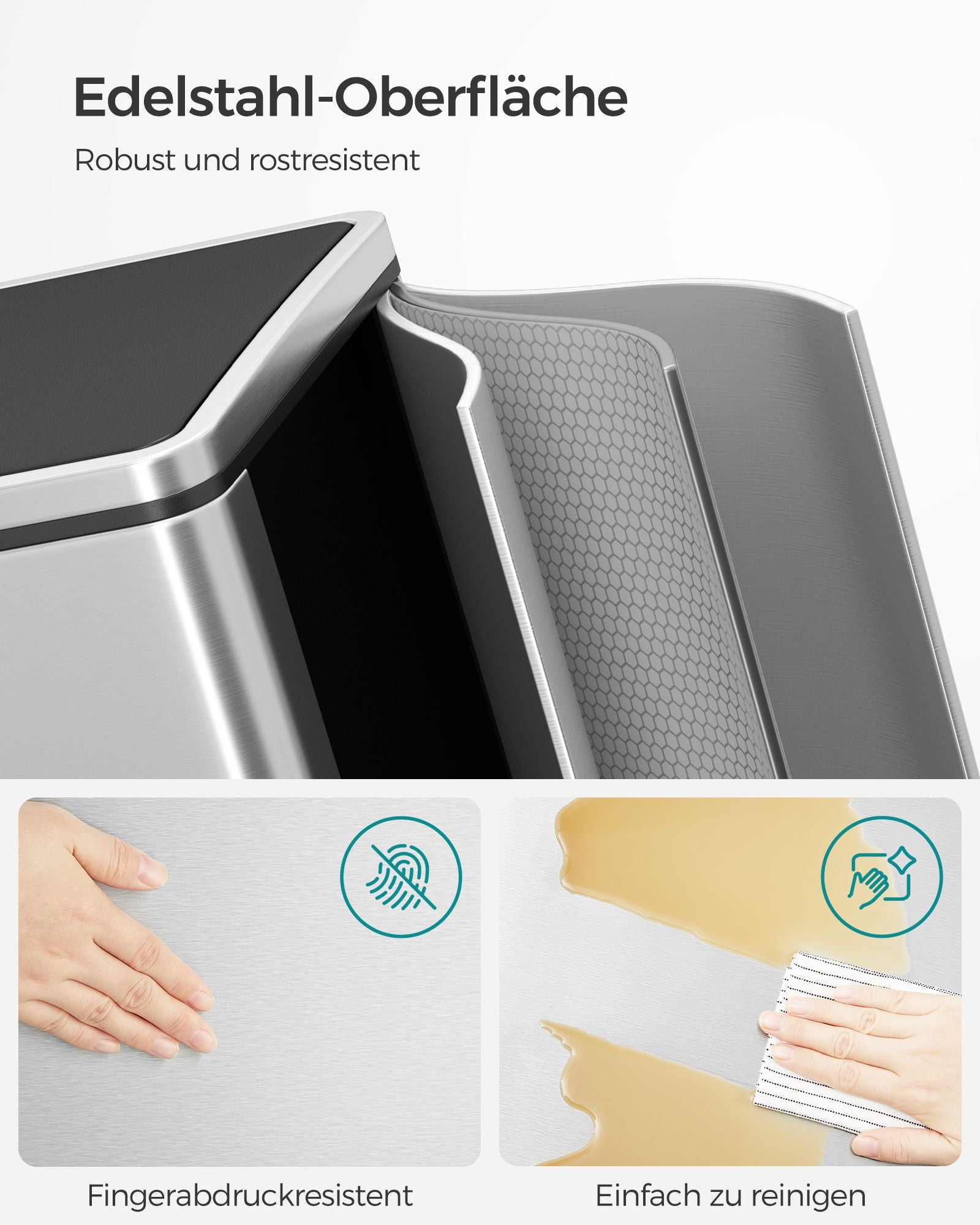 Neu Mülleimer Silbern-Schwarz