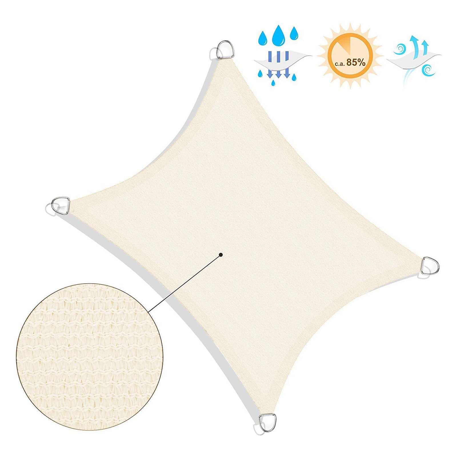 Sonnensegel aus HDPE 2 x 3 m Weiß