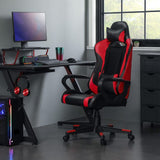 Gaming Stuhl Bürostuhl mit Fußstütze bis 150 kg belastbar Schwarz-Rot