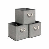 3er-Set Aufbewahrungsbox 30 x 30 x 30 cm Grau