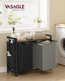 NEU Wäschekorb 2 Fächer mit Ablage 2 x 46 L grau-braun