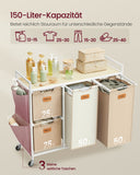 NEU Wäschekorb 4 Fächer naturbeige-kamelbraun cremeweiß