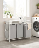 NEU Wäschekorb mit Ablage 120 L, 92,5 x 33 x 72 cm Grau Weiß