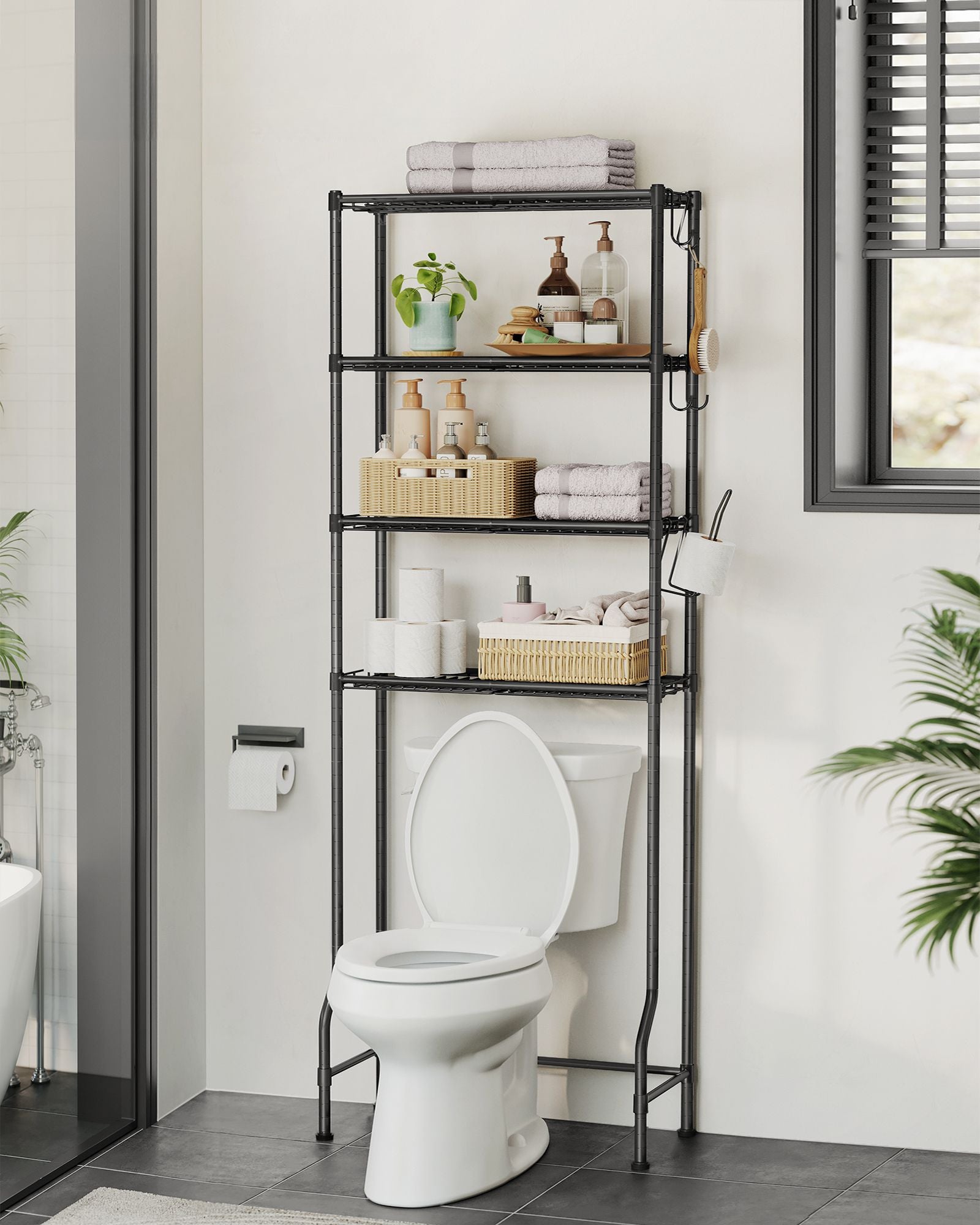 4-stöckiges Toilettenregal Schwarz –
