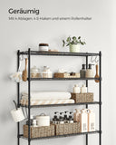 NEU 4-stöckiges Toilettenregal mit verstellbaren Ablagen 30 x 83 x 176 cm schwarz