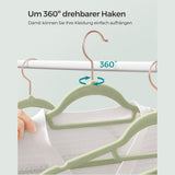 NEU 50er-Set Samt-Kleiderbügel platzsparend Hellgrün weiß