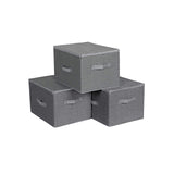 Neu Aufbewahrungsbox faltbar Grau mit leinenartiger Textur