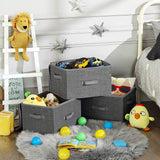 Neu Aufbewahrungsbox faltbar Grau mit leinenartiger Textur