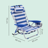 NEU 2er-Set Strandstuhl mit abnehmbarer Kopfstütze blau-weiß gestreift blau-weiß