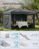 NEU Faltpavillon 3 x 3 m mit 4 Seitenwänden dunkelgrau