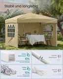 NEU Faltpavillon 3 x 3 m 4 Seitenwände beige