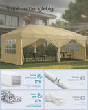NEU Faltpavillon 3 x 6 m 6 Seitenwände beige