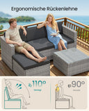 NEU Balkonmöbel aus PE-Polyrattan mit Kissen und Glastisch braun-beige