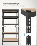 NEU Schwerlastregal mit 5 Ablagen 30 x 75 x 150 cm schwarz