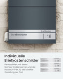 NEU Wandbriefkasten mit Namensschild und Schloss 10,5 x 37 x 37 cm anthrazitgrau