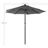NEU Sonnenschirm mit LED-Solar-Beleuchtung grau