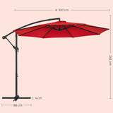 NEU Sonnenschirm 300 cm UPF 50+ Kurbel