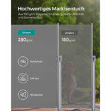 NEU Seitenmarkise ausziehbar 160 x 400 cm für Balkon grau
