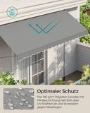 NEU Balkonmarkise mit höhenverstellbarer Handkurbel  350 x 120 cm grau