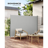 NEU Seitenmarkise ausziehbar 160 x 350 cm für Balkon hellgrau