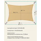 NEU Sonnensegel 2 x 3 m rechteckig sandgelb rauchgrau