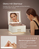NEU Schmuckkästchen 3 Ebenen mit Spiegel 23 x 23 x 14 cm cremeweiß-goldfarben
