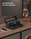 NEU Uhrenbox mit 2 Ebenen für 6 Uhren schwarz