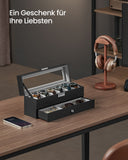 NEU Uhrenbox mit 2 Ebenen PU-Bezug grau