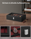 NEU Uhrenbox mit Glasdeckel und Kissen
