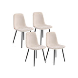 NEU 4er Set Esszimmerstuhl aus Chenille-Gewebe cremeweiß