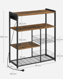 NEU Küchenregal mit Steckdosen 35 x 80 x 93,5 cm vintagebraun-tintenschwarz