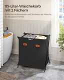NEU Wäschekorb 115L 2 Fächer klappbar tintenschwarz
