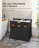 NEU Wäschekorb 135 Liter mit 3 Fächern tintenschwarz
