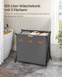 NEU Wäschekorb 135 Liter mit 3 Fächern schiefergrau