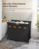 NEU Wäschekorb 155 Liter mit 4 Fächern tintenschwarz