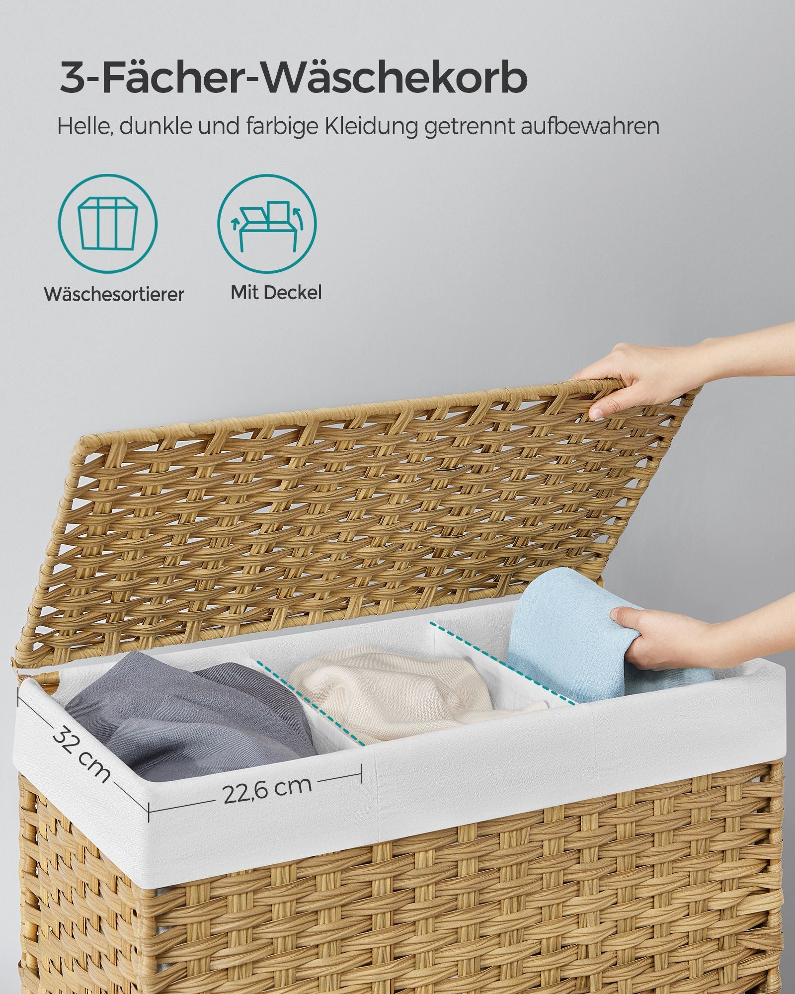 Wäschekorb mit Deckel Naturfarben –