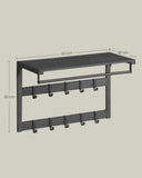 NEU Wandgarderobe mit Ablage und 10 Haken anthrazitgrau schwarz