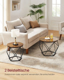 NEU 2er-Set Couchtisch rund Vintage-Flair vintagebraun-tintenschwarz