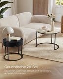 NEU 2er-Set Couchtisch rund naturbeige-tintenschwarz
