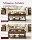 NEU Couchtisch höhenverstellbar mit Stauraum 60 x 120 x (48 -62) cm braun
