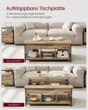 NEU Couchtisch mit offenem und verstecktem Stauraum vintagebraun-schwarz