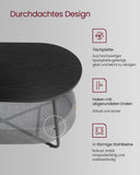 NEU Couchtisch oval mit Stauraum und Stoffkorb schwarz
