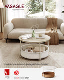 NEU Couchtisch rund mit Korb naturbeige-cremeweiß