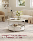 NEU Couchtisch rund mit Korb naturbeige-cremeweiß