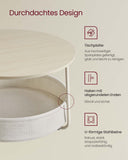 NEU Couchtisch rund mit Korb naturbeige-cremeweiß