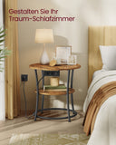 NEU Beistelltisch rund mit Steckdosenleiste braun